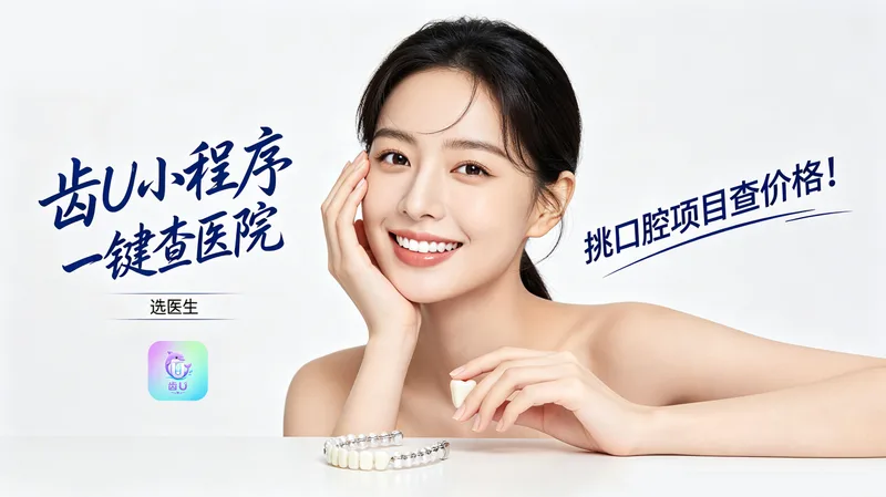 女性展示牙齿矫正器