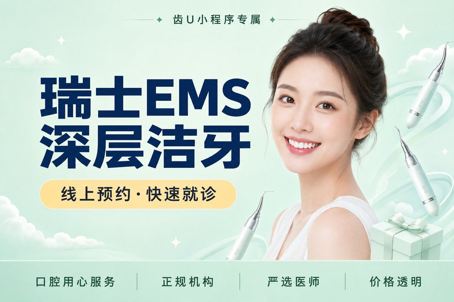 瑞士EMS深层洁牙 | 舒适洁牙送抛光 | 烟渍茶渍洁治