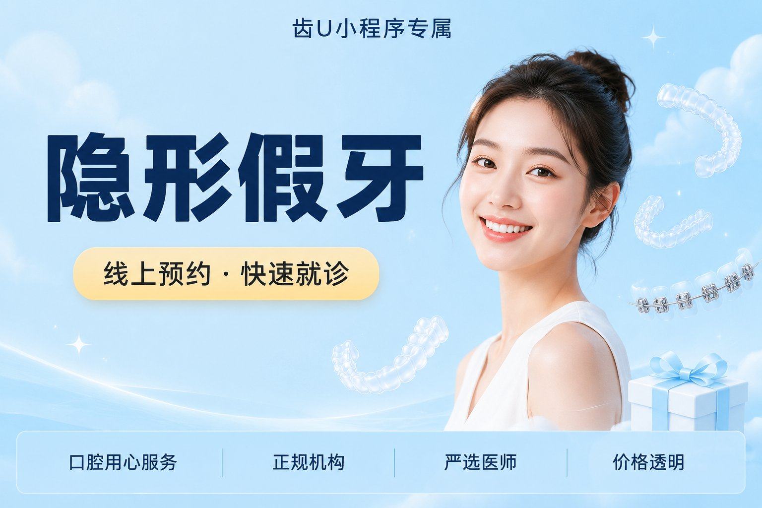 隐形假牙 | 单颗活动义齿 | 贴合自...