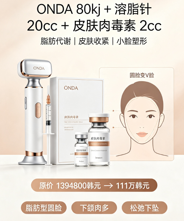 【赫熙皮肤科】ONDA 80kj + 溶脂针 20cc + 皮肤肉毒素 2cc（西马 / 德国）