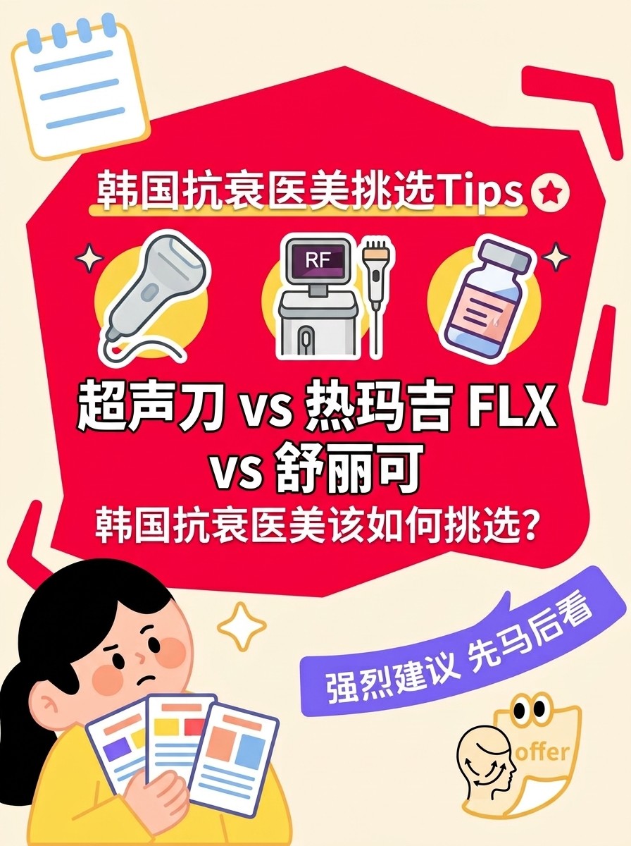 超声刀 vs 热玛吉 FLXvs 舒丽可，韩国抗衰医美该如何挑选？